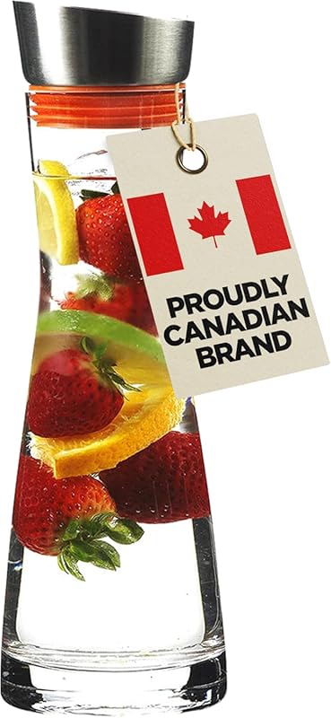 Grosche Rio 32 Oz Glass Infuser Water Pitcher with Lid, Clear Jug for