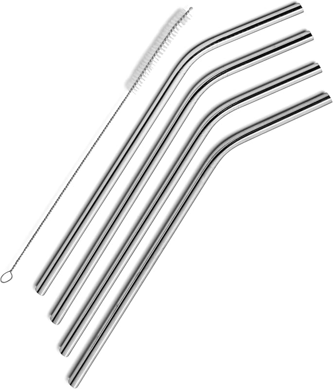 4-Pack Reusable Curved Stainless Steel Drinking Straws for 20oz Yeti, 