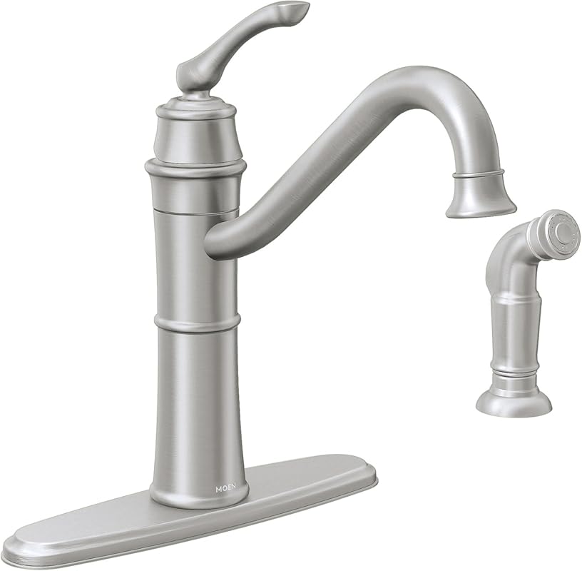 Moen Wetherly Spot Resist Stainless High-Arc Kitchen Faucet with Integ