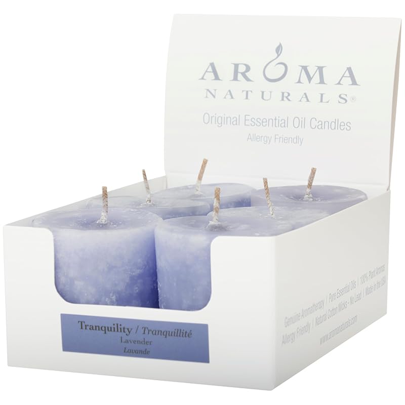 Aroma Naturals Tranquility Votive Candles, 6-Count Pack with Soothing 
