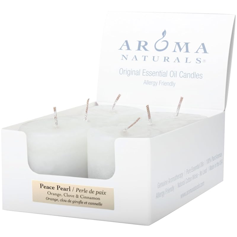 Aroma Naturals Peace Pearl Votive Candles, 6-Pack with Orange Clove & 