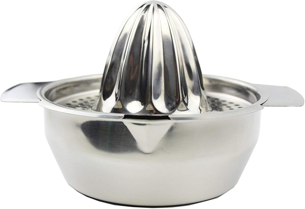 Stainless Steel Manual Fruit Squeezer Juicer, Bowl & Strainer Included