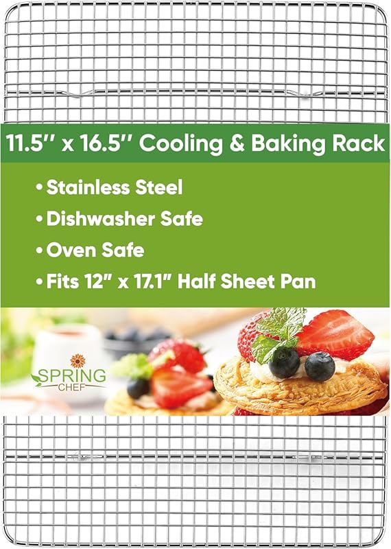 Spring Chef 11.5x16.5 Stainless Steel Cookie Cooling Rack - Oven Safe 