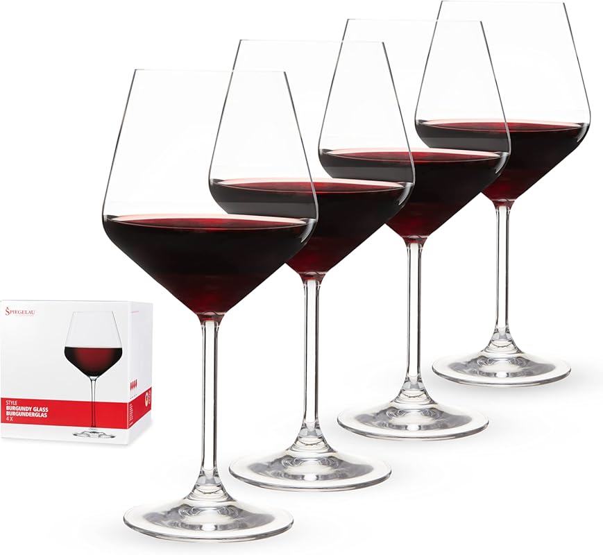 Spiegelau Style 22.6oz Crystal Burgundy Wine Glasses, 4-Pack, for Pino