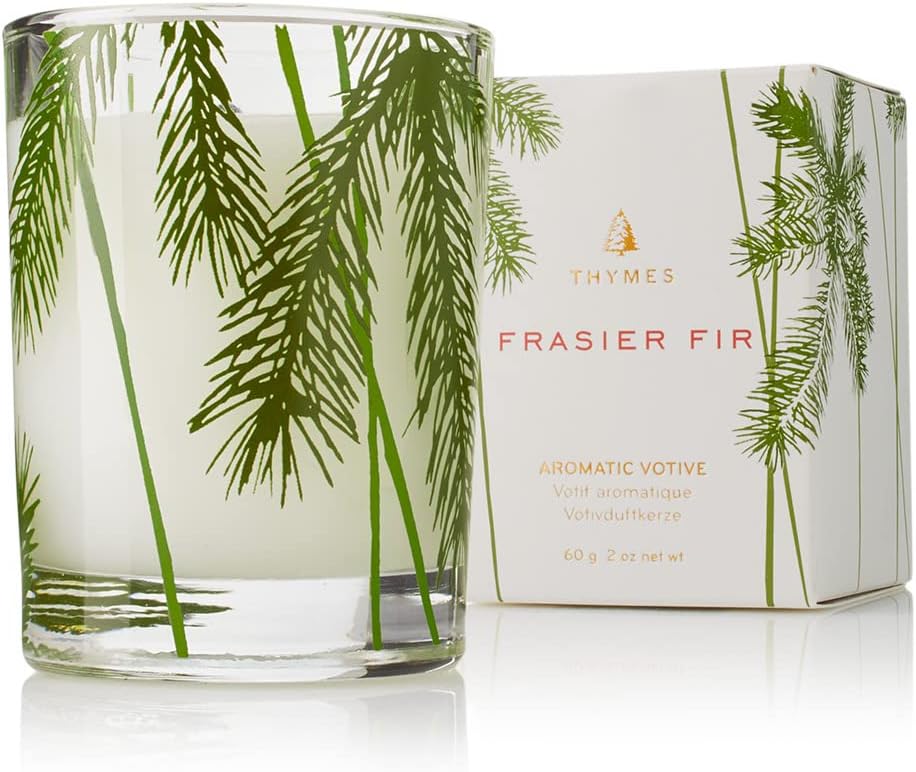 Thymes Frasier Fir Pine Needle Scented Candle, 2oz, Crisp Siberian Fir