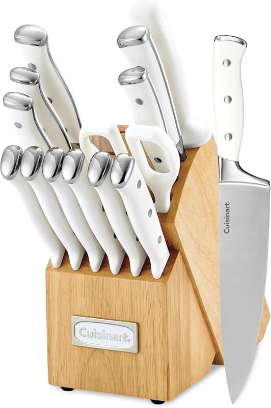 Cuisinart C77WTR-15P 15-Piece White High Carbon Stainless Steel Knife 