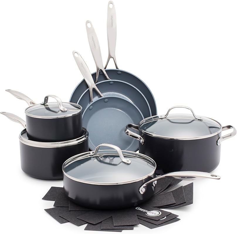 GreenPan Valencia Pro 11-Piece Ceramic Nonstick Cookware Set, Hard Ano