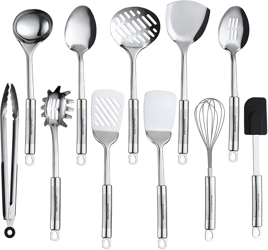 11-Piece Stainless Steel Kitchen Utensil Set, Nonstick Cooking Gadgets