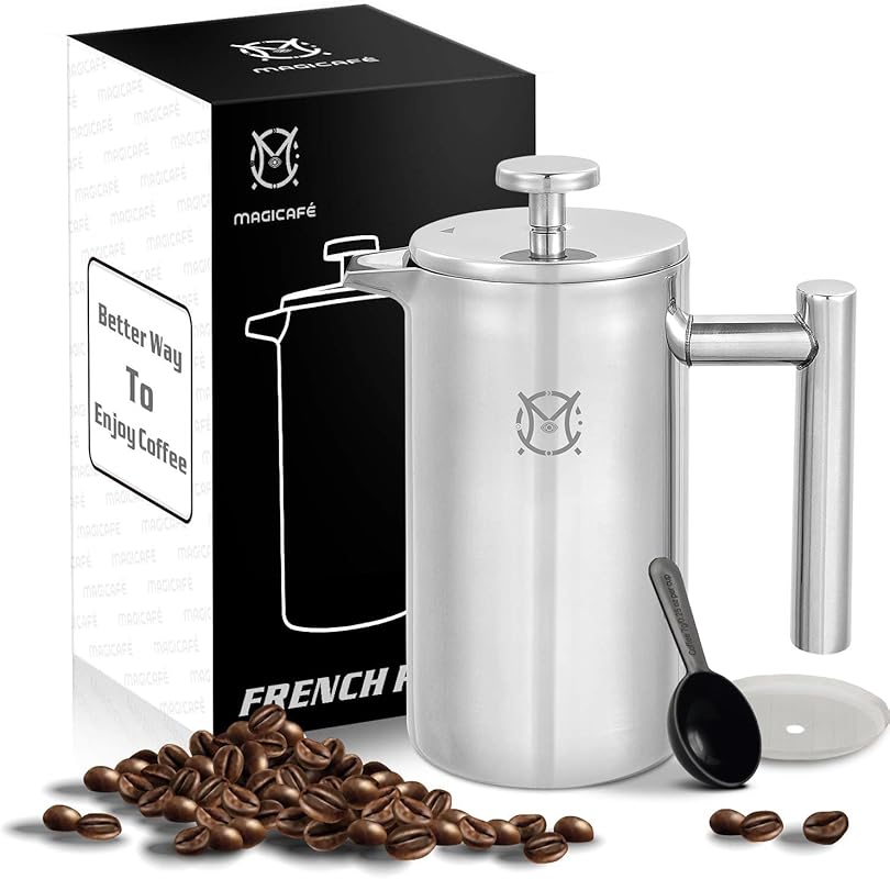 Small 12oz Single Serve French Press Coffee Maker, Stainless Steel The