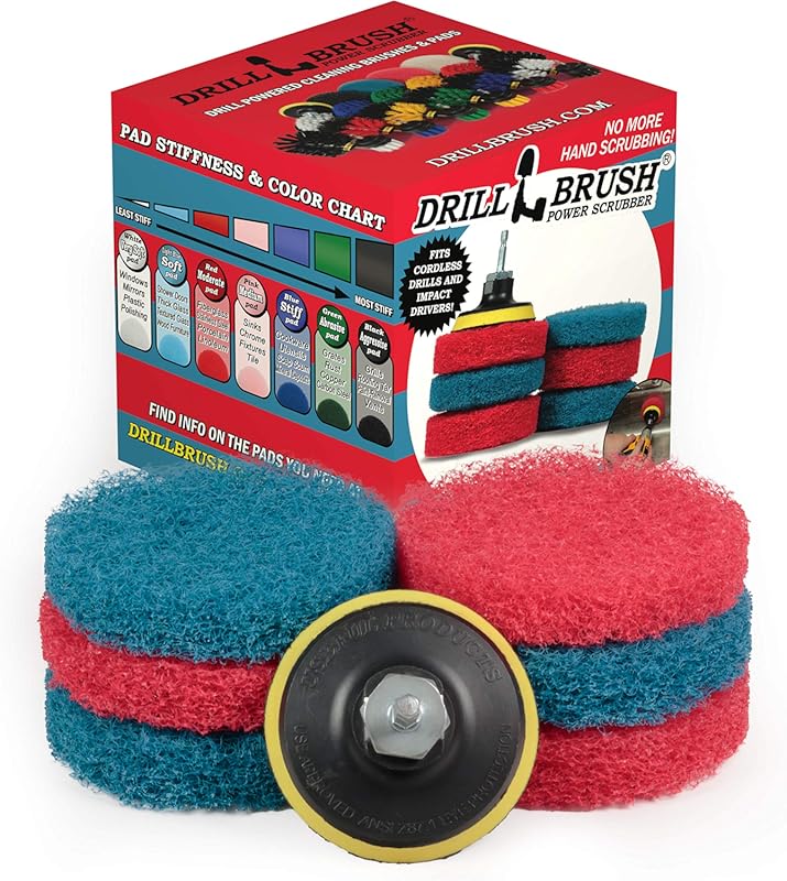 Cordless Drill Attachment Scrub Pads: Hard Water, Soap Scum & Limescal