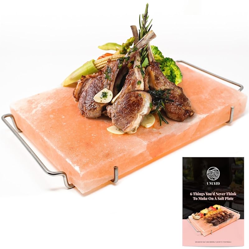UMAID 12x8x1.5 Himalayan Pink Salt Block for Grilling, Cooking & Servi