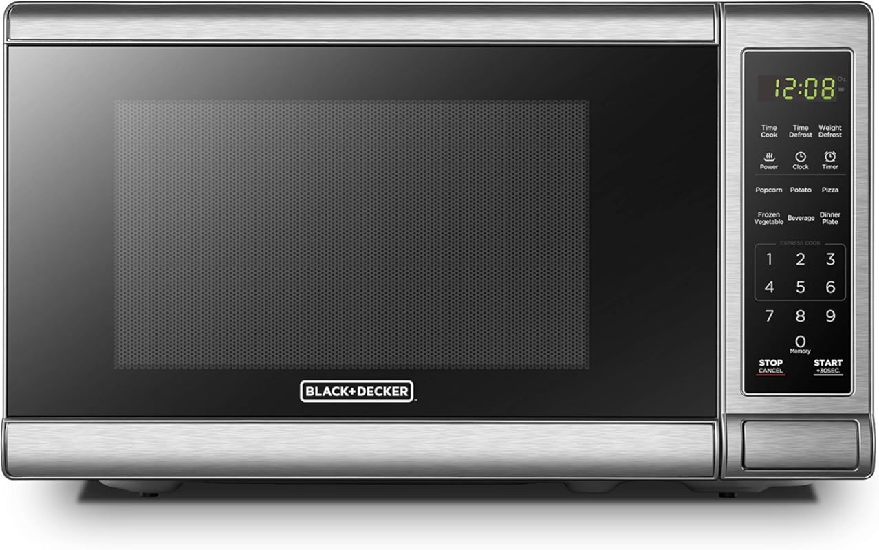 BLACK+DECKER EM720CB7 0.7 Cu.ft Digital Microwave Oven, 700W, Stainles
