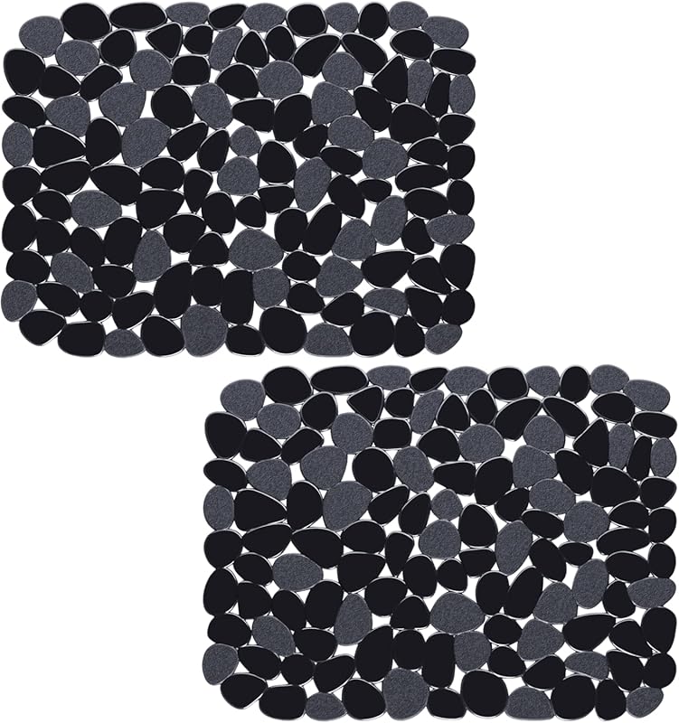 Bligli Black Pebble Sink Mat, 2 Pack PVC Sink Protector for Kitchen Si