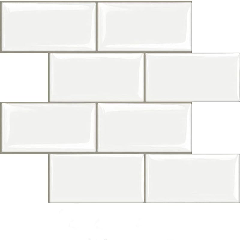 STICKGOO 10-Sheet Thicker Design Peel and Stick White Subway Tile Back