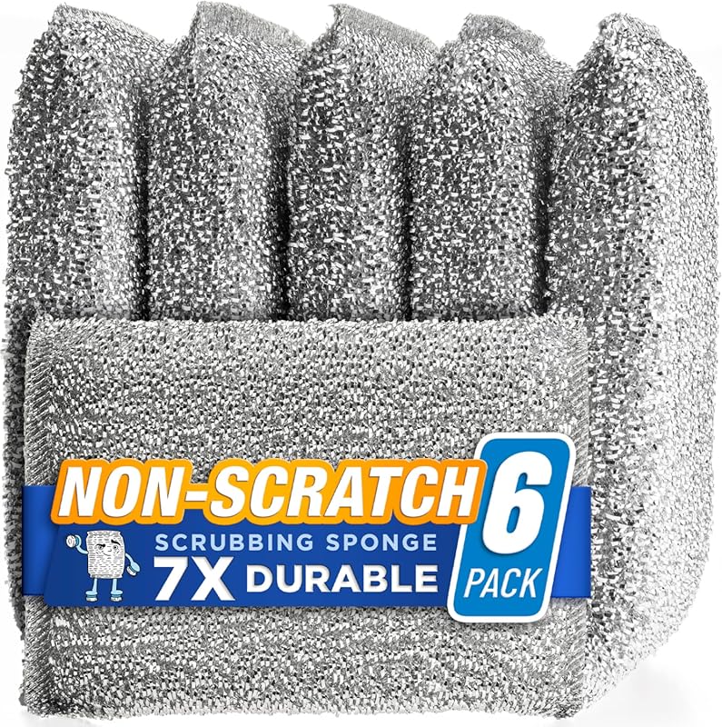 Heavy Duty Non-Scratch Kitchen Scrub Sponges (6-Pack): Multi-Surface N