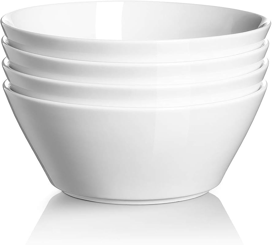 DOWAN 32oz Large White Ceramic Soup Bowls Set of 4
