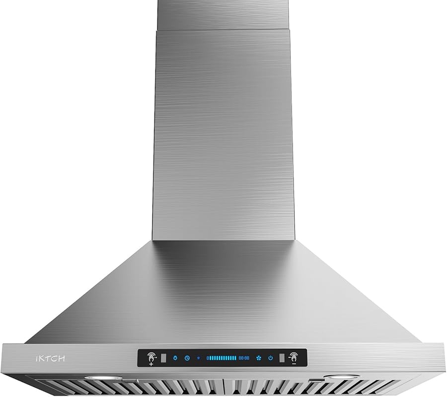 IKTCH IKP02-30'' 30-inch Wall Mount Range Hood, 900 CFM Ducted/Ductles
