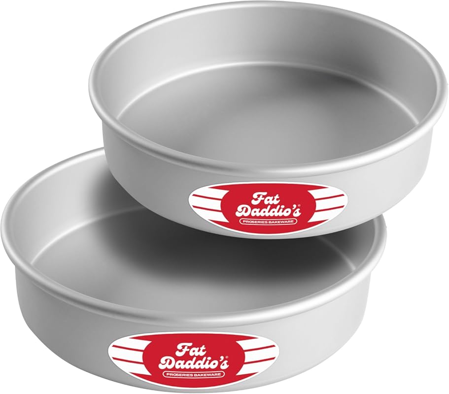Fat Daddio's Anodized Aluminum Round Cake Pan Set, 2 Piece, 8 x 2 Inch