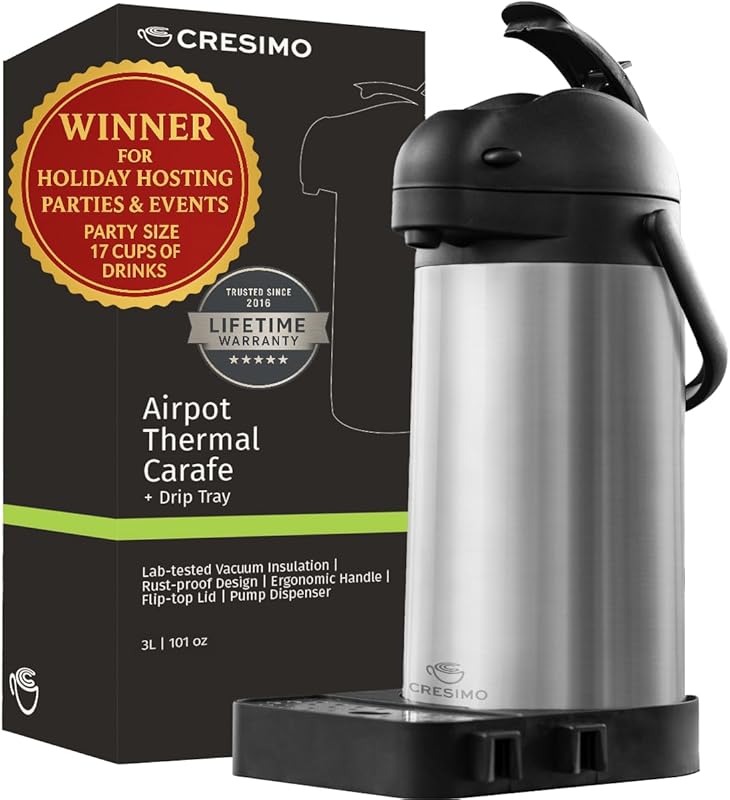 102oz/3L Insulated Stainless Steel Airpot Coffee Dispenser with Pump f