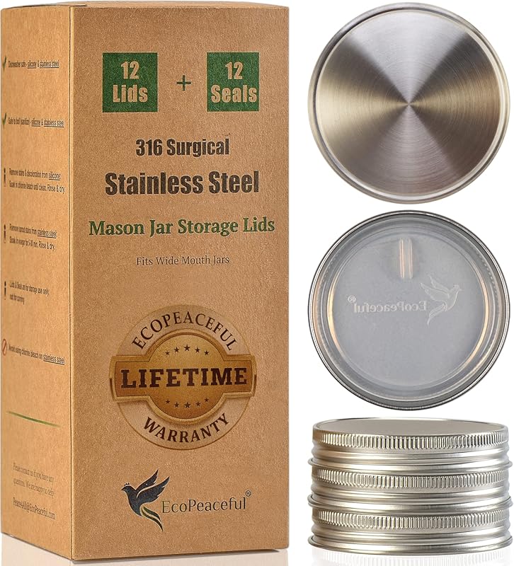 316 Surgical Stainless Steel Wide Mouth Mason Jar Lids – Rust-proof, A