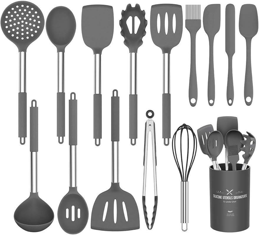 Umite Chef 15-Piece Stainless Steel Kitchen Utensil Set for Nonstick C