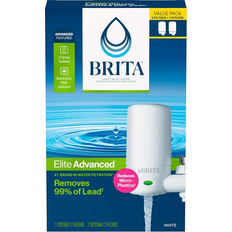 Brita Faucet Mount Water Filter System, White, No-Wait Filtration, Eas