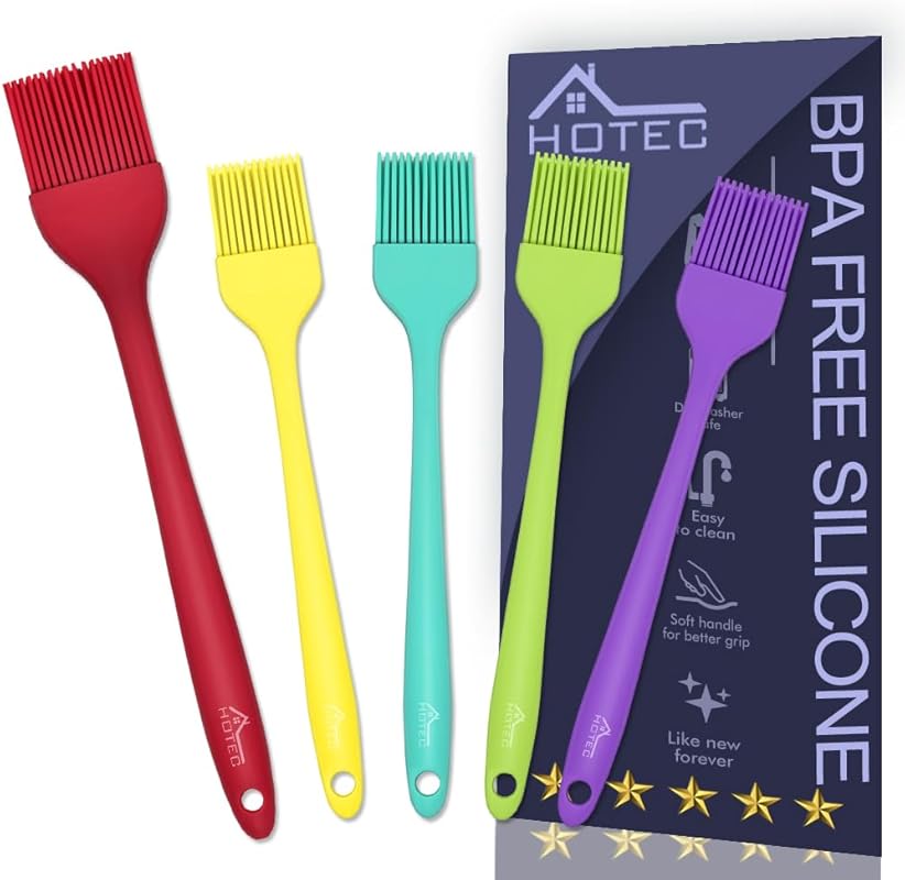 HOTEC Multicolor Silicone Basting & Pastry Brush – 600℉ Heat Resistant