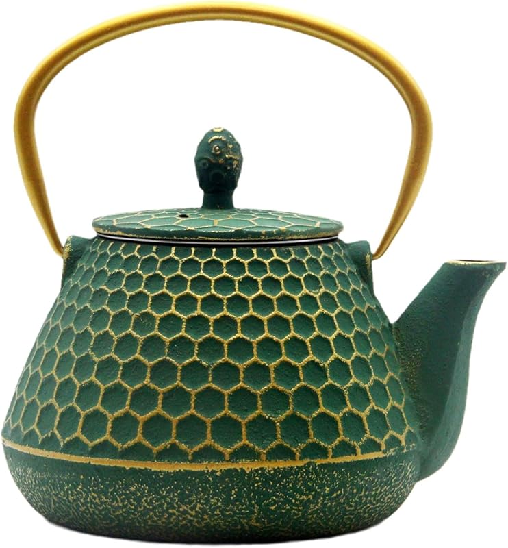 Japanese Tetsubin Cast Iron Teapot Kettle, 34oz Enamel Interior, Stove