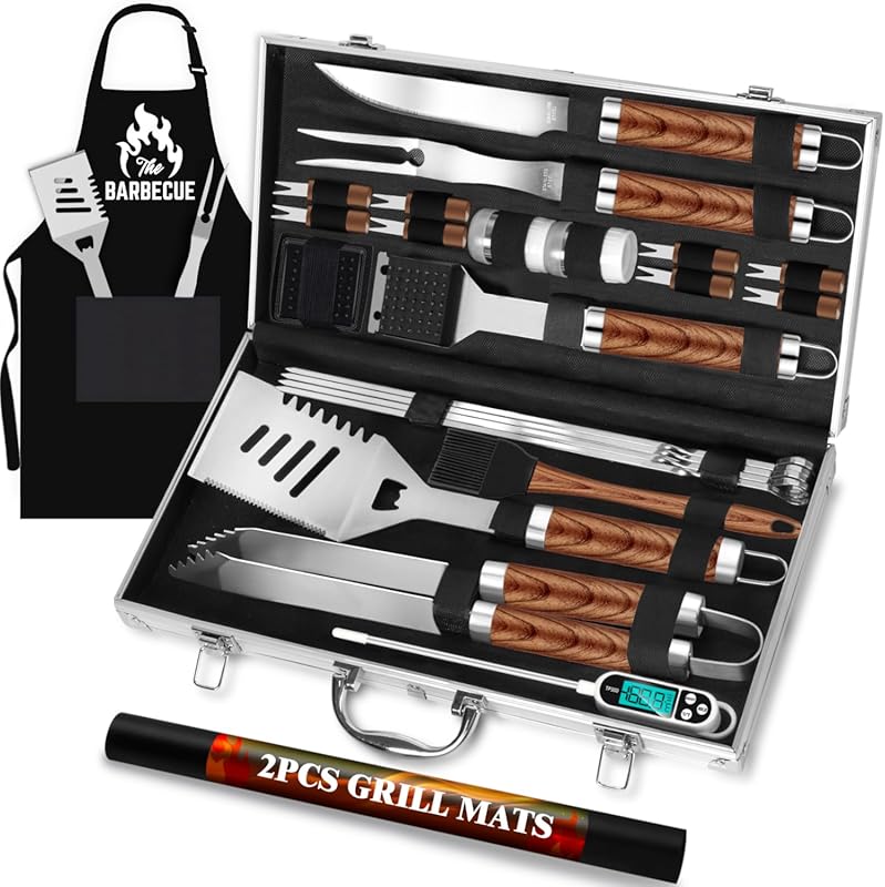 ROMANTICIST 26-Piece Heavy Duty Stainless Steel Grill Tool Set with Ap