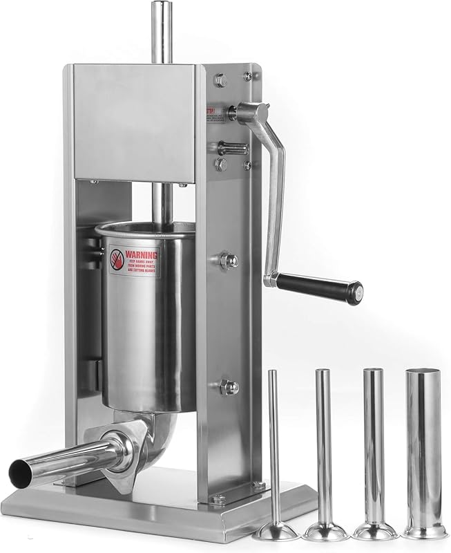 7Lb/3L Stainless Steel Vertical Sausage Stuffer Machine, Dual Speed, E