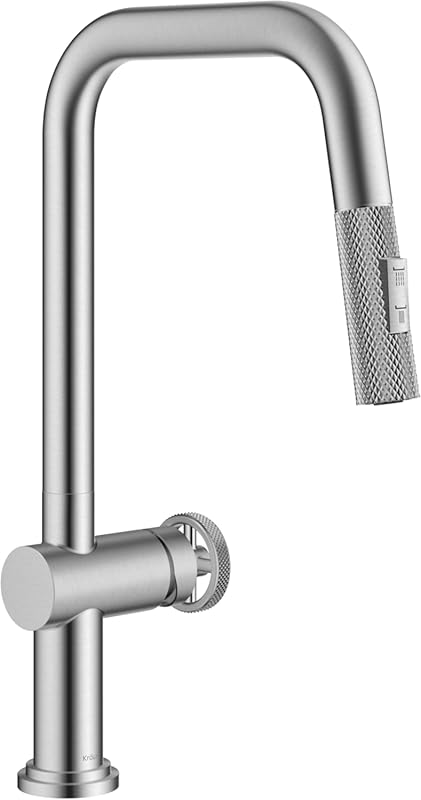 KRAUS Urbix Industrial Pull-Down Single Handle Kitchen Faucet in Spot-