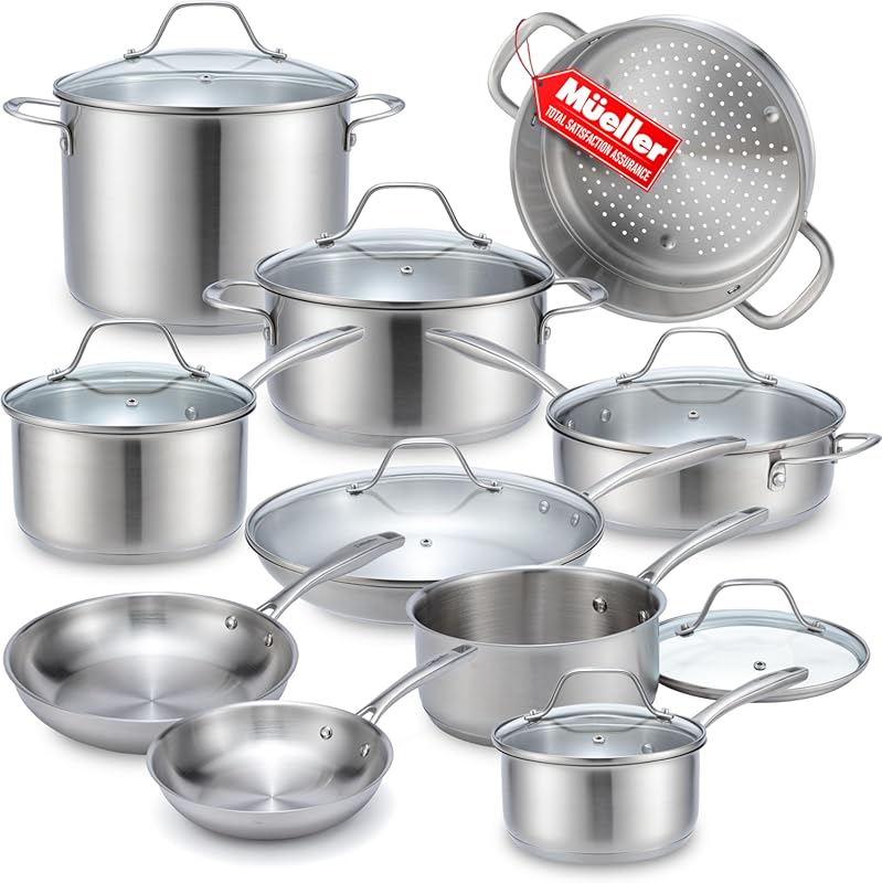 Mueller 17-Piece Ultra-Clad Pro Stainless Steel Cookware Set, EverCool