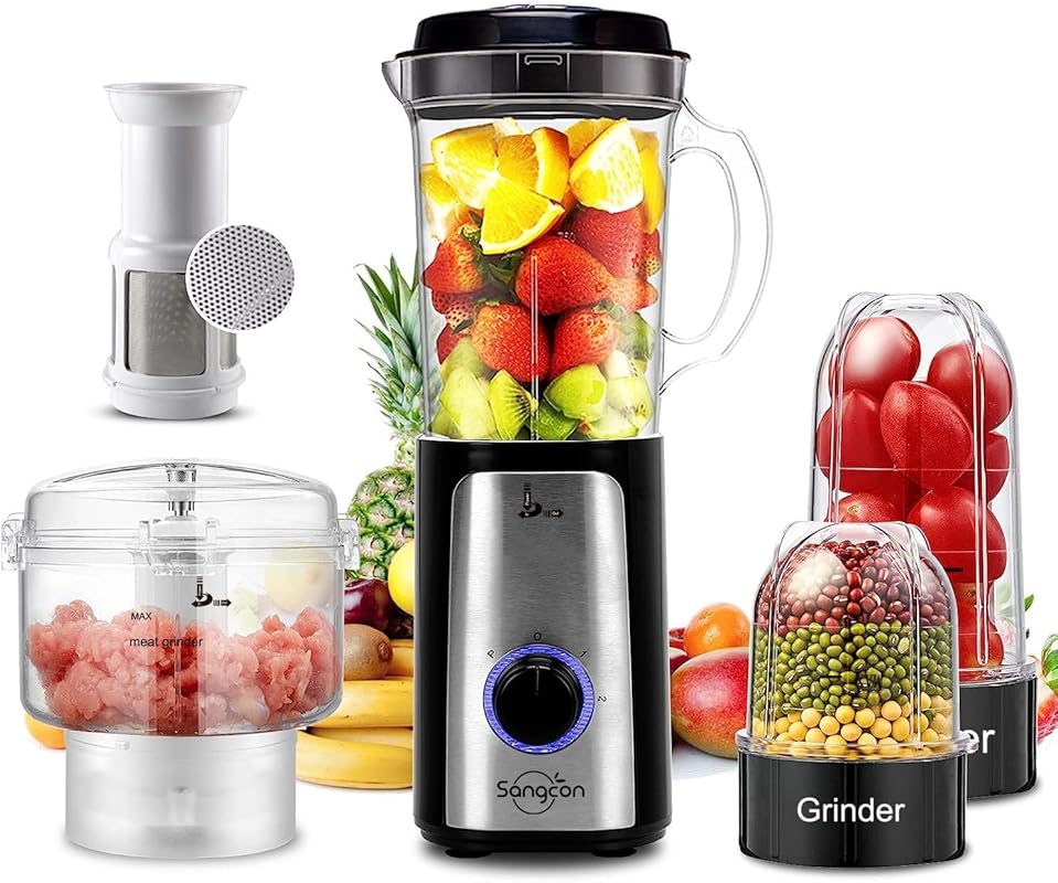 SANGCON 5-in-1 Blender & Food Processor, 350W High Speed for Smoothies