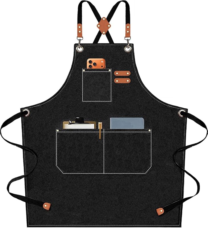 AFUN Heavy Duty Chef Apron for Men & Women, 16oz Cotton Canvas, Cross 