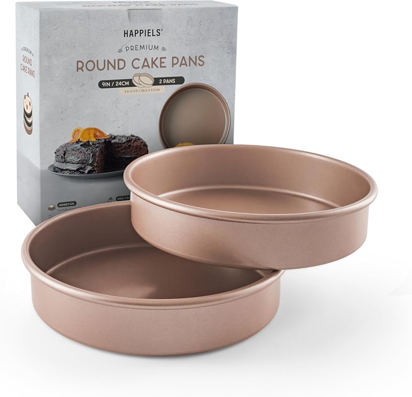 HAPPIELS Non-Toxic Nonstick 9 Inch Round Cake Pans Set of 2, PFOA/BPA 
