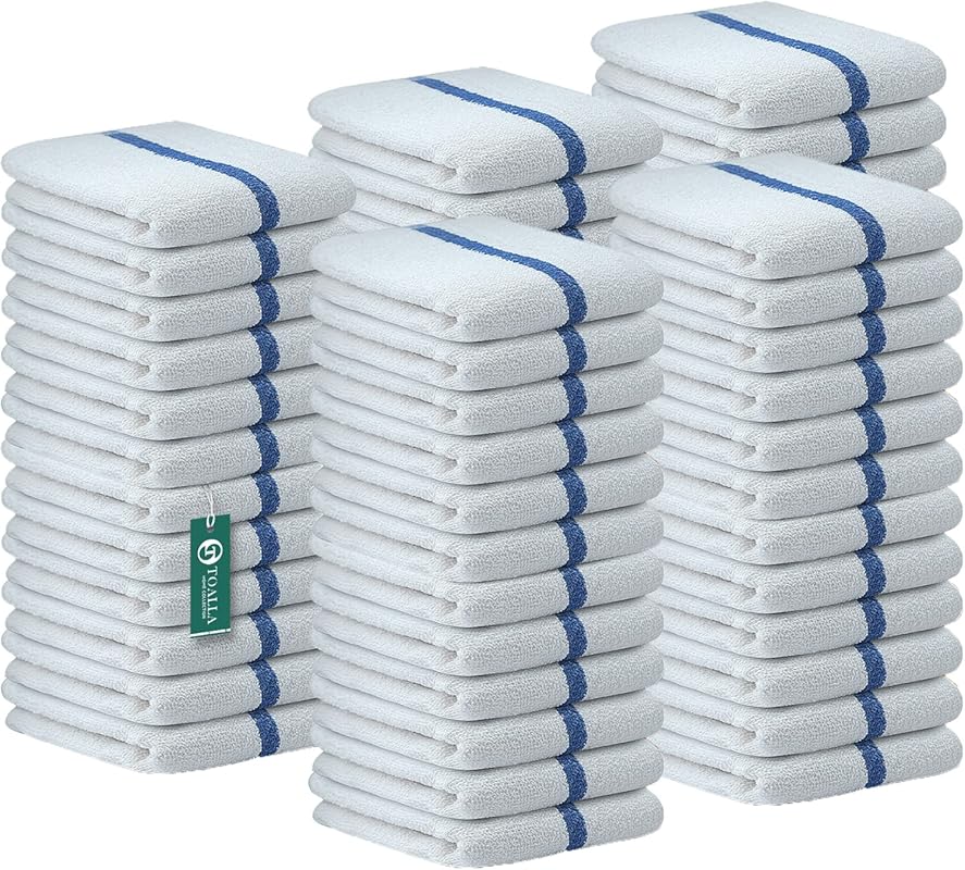 Bar Mop Blue Stripe 10lb 16x19 Kitchen Towels - 60 Pack 100% Cotton Do