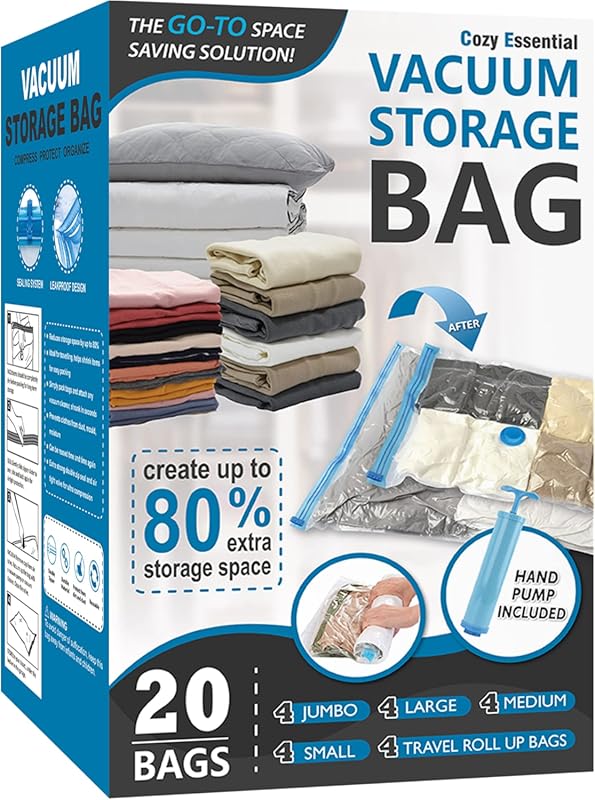 Cozy Essential Vacuum Storage Bags, 20 Combo Space Saver Compression B