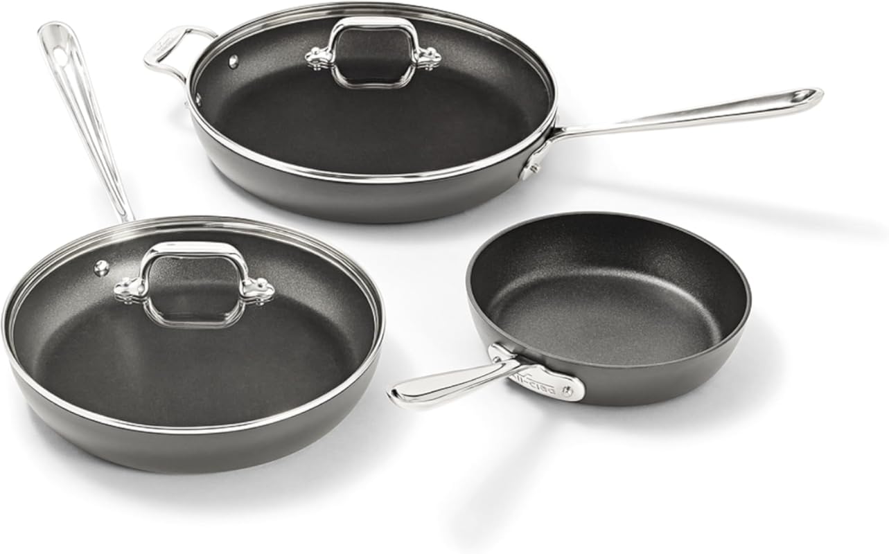 All-Clad HA1 Hard Anodized 5-Piece Nonstick Fry Pan Set, Induction Com