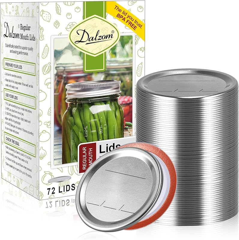 Dalzom Premium Regular Mouth Canning Lids (72-Pack) for Ball & Kerr Ma