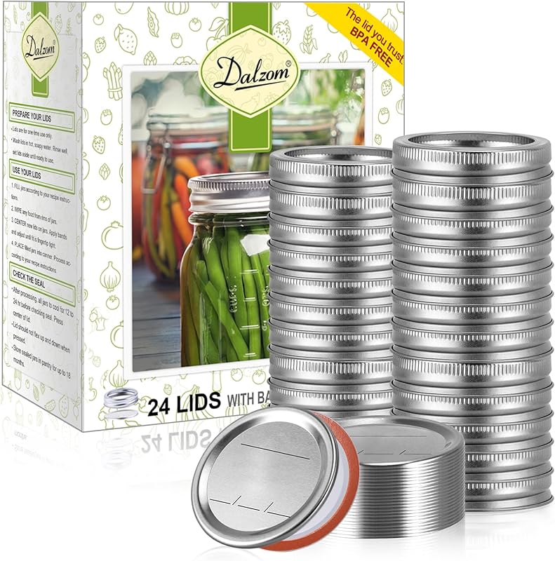 Dalzom Premium Regular Mouth Canning Lids & Rings (48-Pack) for Ball &
