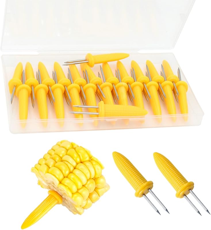 24 Pack Stainless Steel Corn Holders & Skewers for Home Grilling, BBQ 