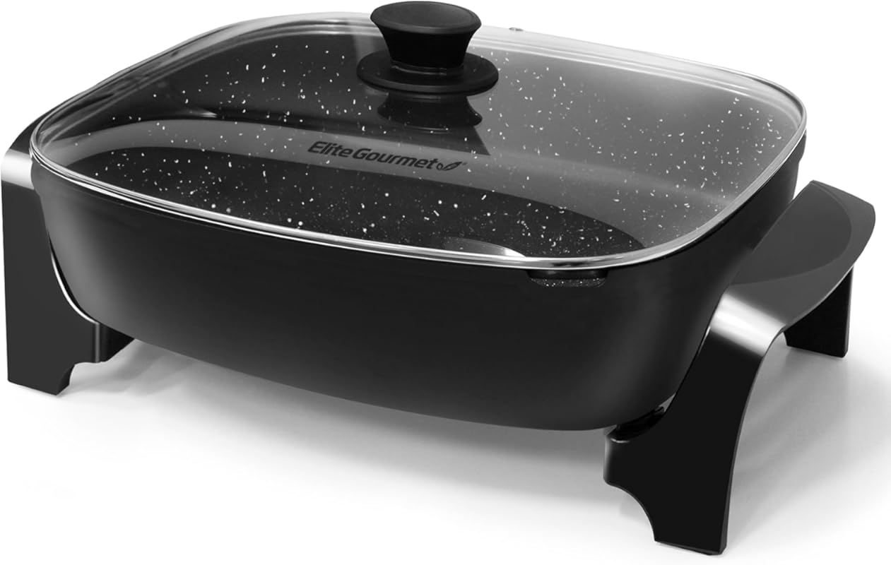 Elite Gourmet EG-6203 10.5Qt Extra Deep Electric Skillet, Non-stick, E