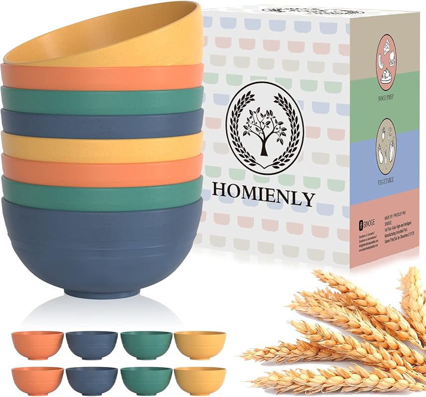 Homienly Unbreakable 26oz Wheat Straw Cereal Bowls 8 PCS