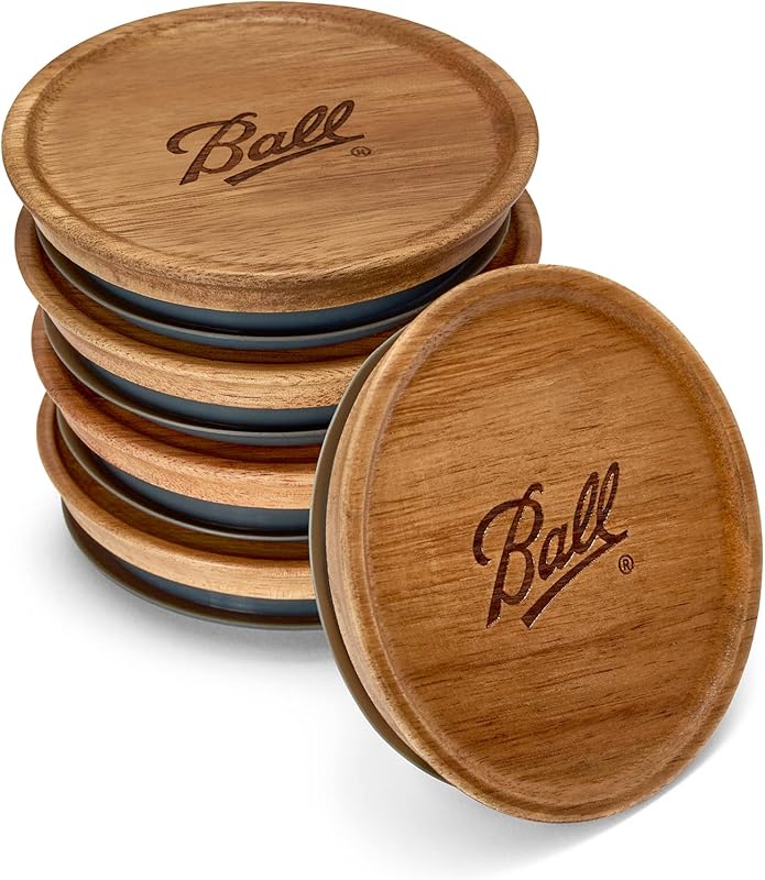 Ball Premium Wooden Storage Lids for Mason Jars, Natural & Reusable (5
