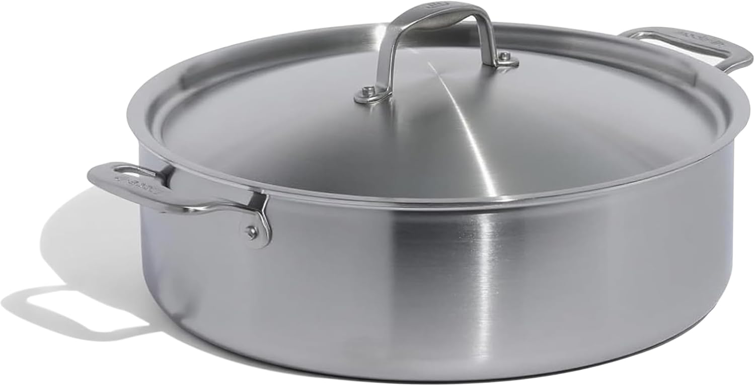 Made In Cookware 10-Quart Stainless Steel Rondeau Pot with Lid, 5-Ply 