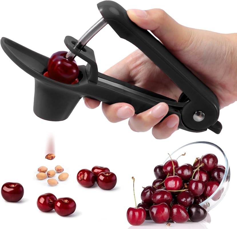 SCHVUBENR Cherry Pitter Tool, Stainless Steel Corer with Ergonomic Pus