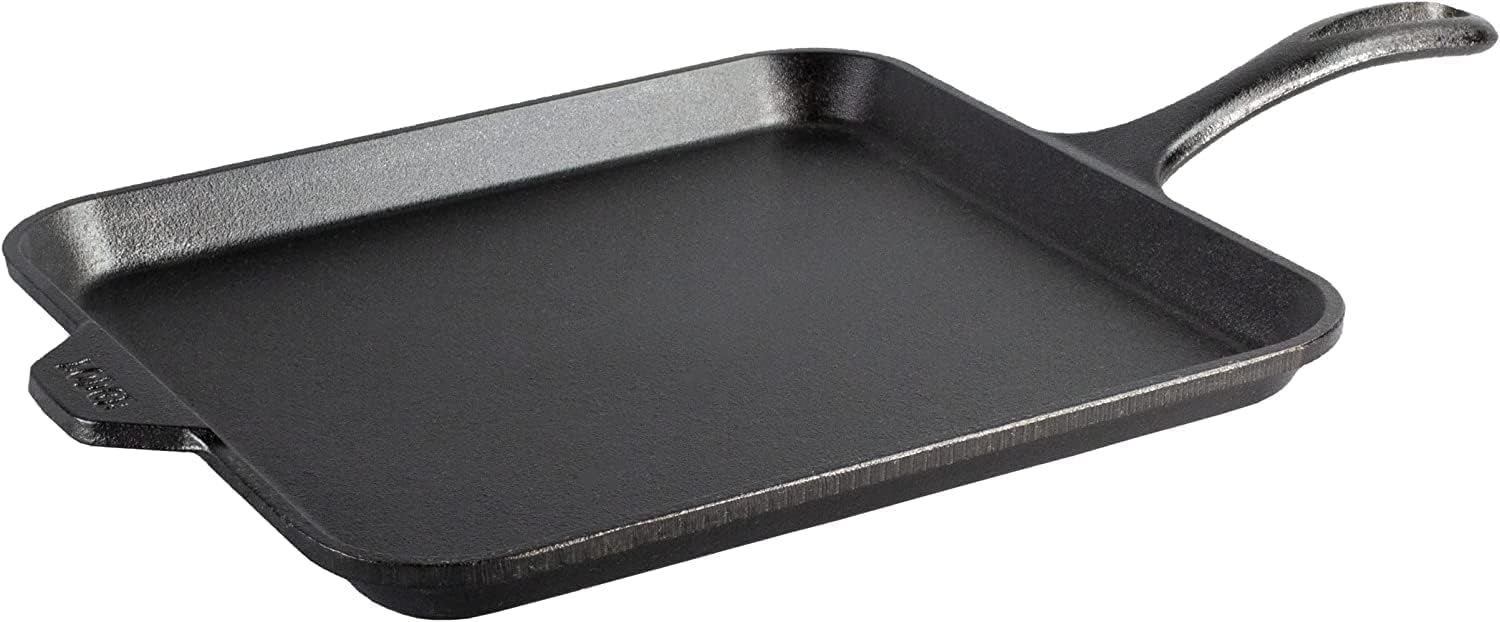 Lodge 11-inch Square Cast Iron Griddle - Pre-Seasoned, Durable Cookwar