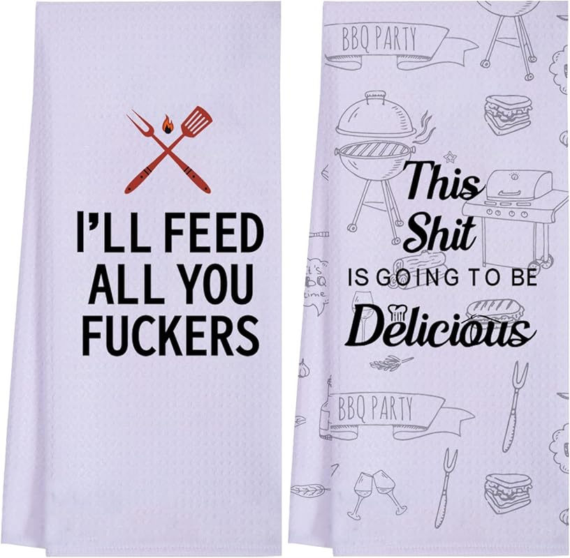 LXOMILL Funny Kitchen Towels for Men & Women