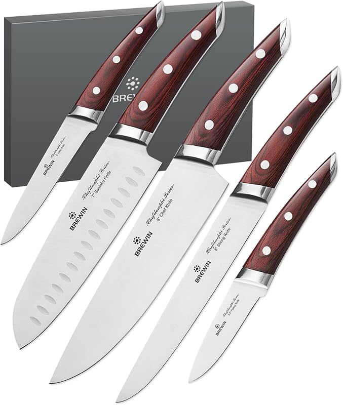 Brewin CHEFILOSOPHI 5-Piece Japanese Chef Knife Set – Ultra Sharp High