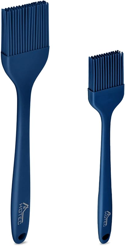 HOTEC 2-Piece Classic Blue Silicone Basting Brushes for BBQ, Pastry &